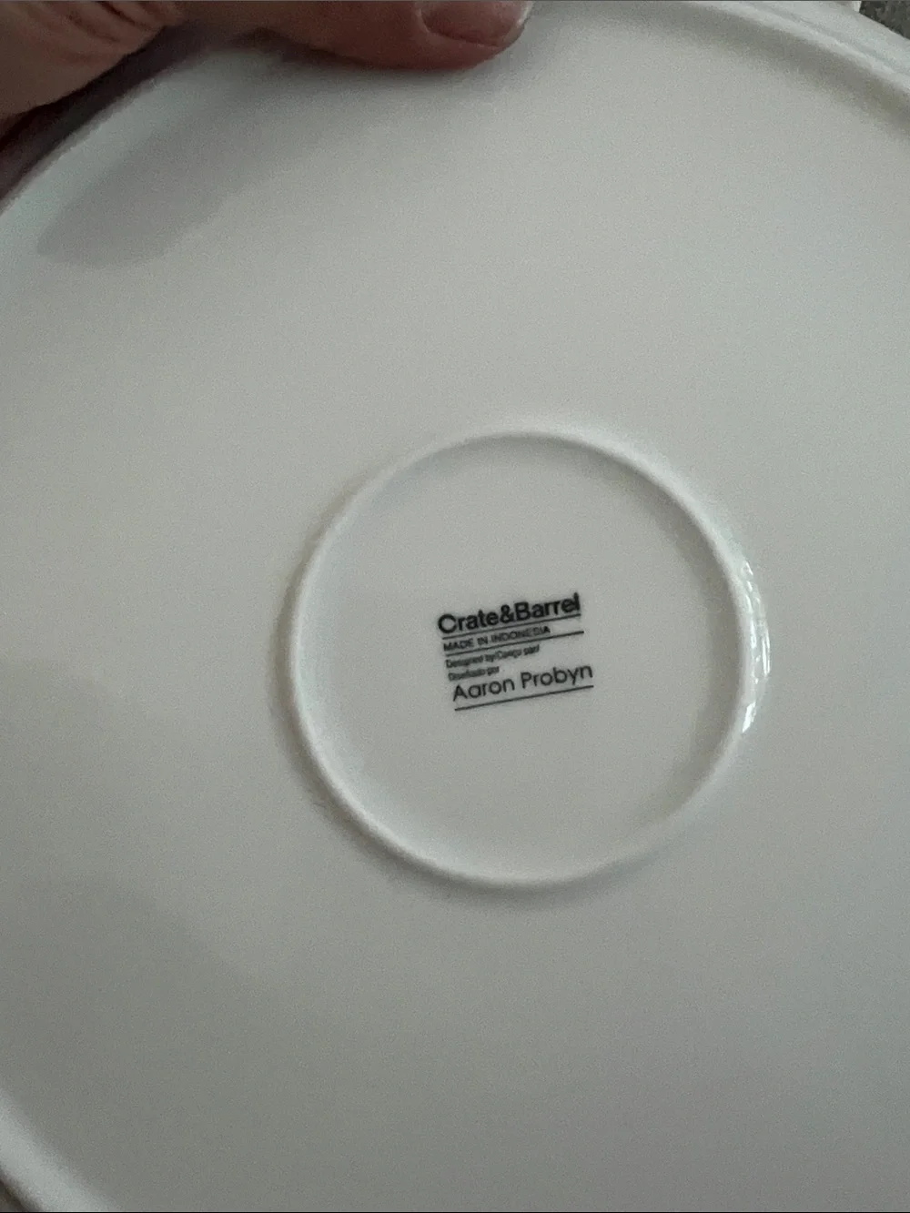 Crate & Barrel Glossy White Ceramic Dinner Plates - Set of 2